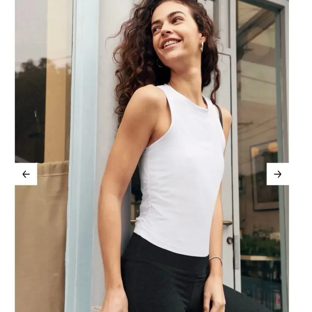 NWOT Women’s Beyond Yoga Featherweight Your Fit Shirred Tank in White SZ S